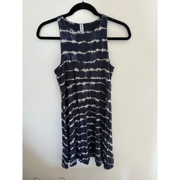 Athleta Santorini Thera Summer Sun Dress Tie Dye Navy Blue White Size XSP XS - Picture 1 of 3